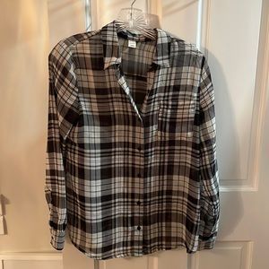 Black and white plaid old navy sheer top
